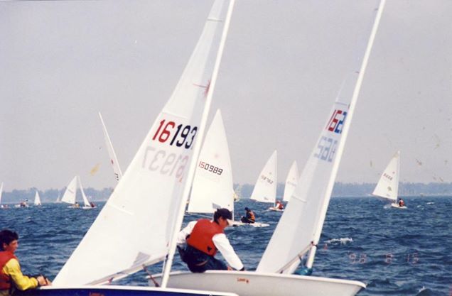 Me rounding windward mark at CORK in 1998.